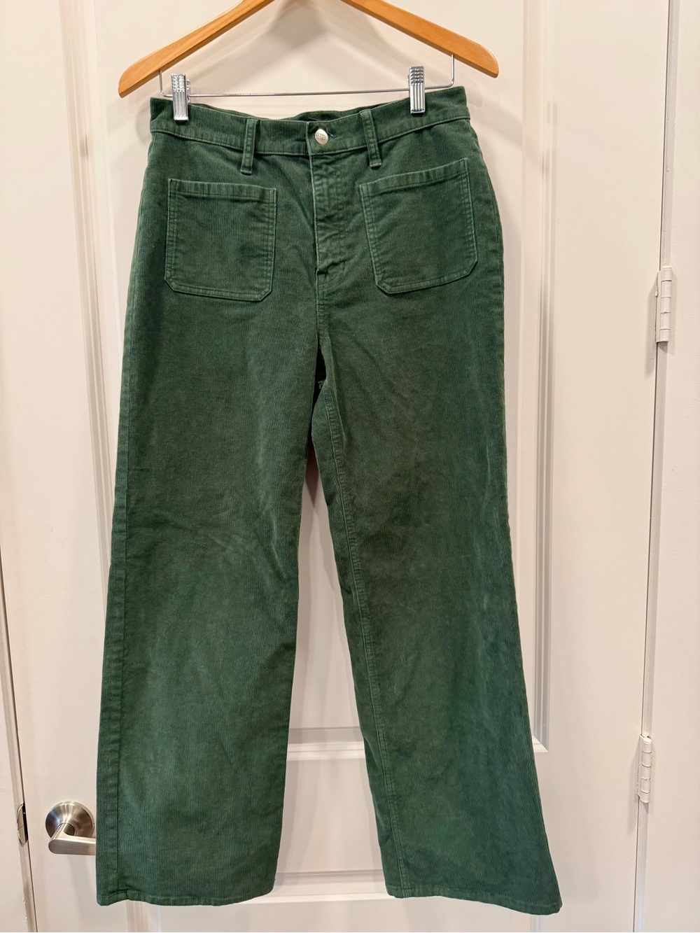 J. Crew Wide-Leg Corduroy Pants in Forest Green
